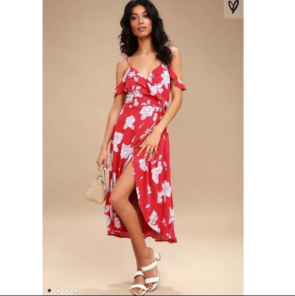 Lulus Dresses & Skirts - Lulu's Bouquet Bloom Red Floral Print Dress